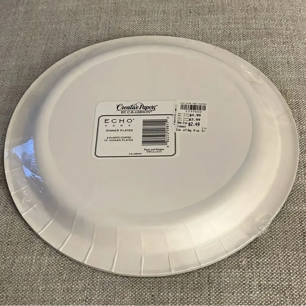 New Package of American Flag Paper Plates